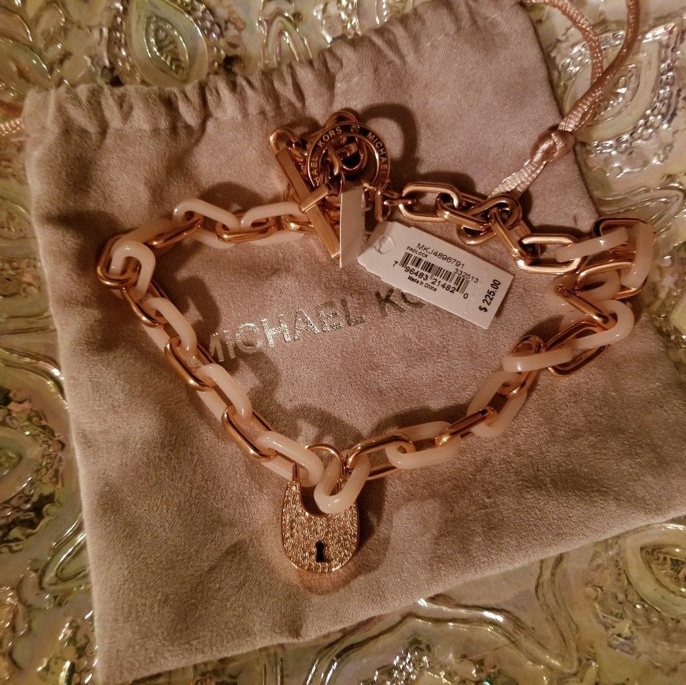 Michael Kors Rose Gold and Pink Toggle Necklace